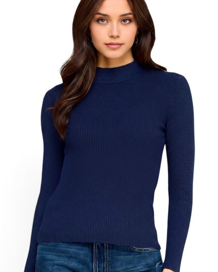 CMN02 Classic Mock Neck – Long Sleeve Knit Sweater