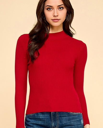 CMN02 CLASSIC MOCK NECK LONG SLEEVE KNIT SWEATER