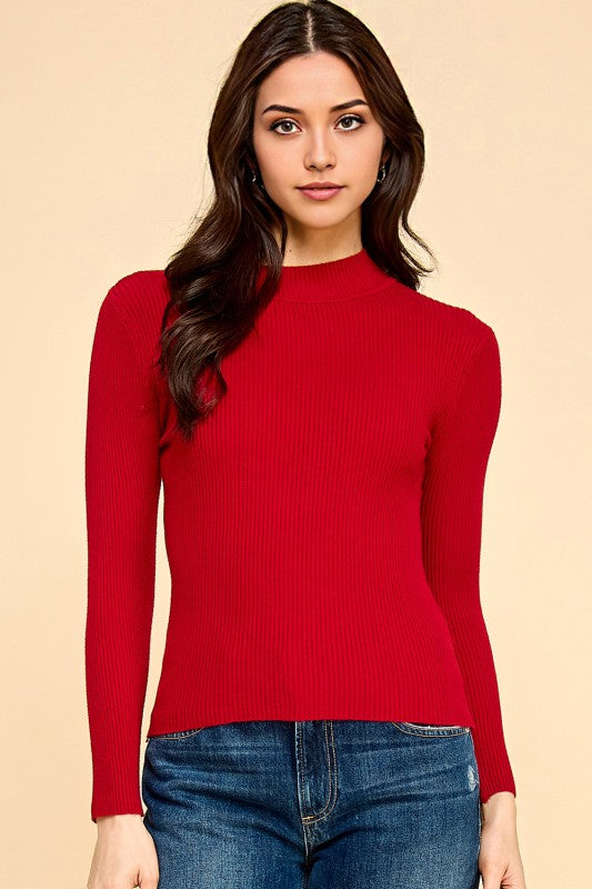 CMN02 CLASSIC MOCK NECK LONG SLEEVE KNIT SWEATER