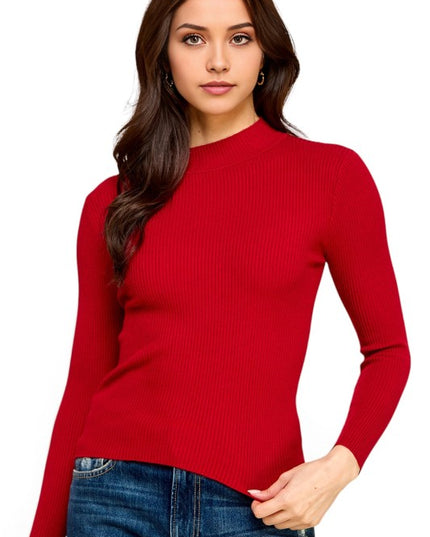 CMN02 Classic Mock Neck – Long Sleeve Knit Sweater