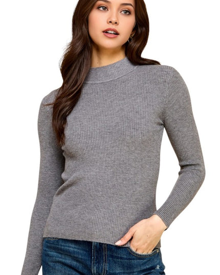 CMN02 Classic Mock Neck – Long Sleeve Knit Sweater