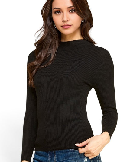 CMN02 Classic Mock Neck – Long Sleeve Knit Sweater