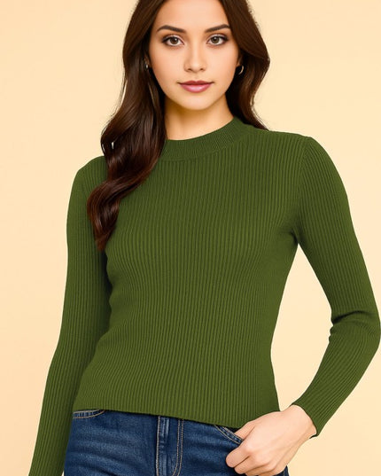 CMN02 CLASSIC MOCK NECK LONG SLEEVE KNIT SWEATER