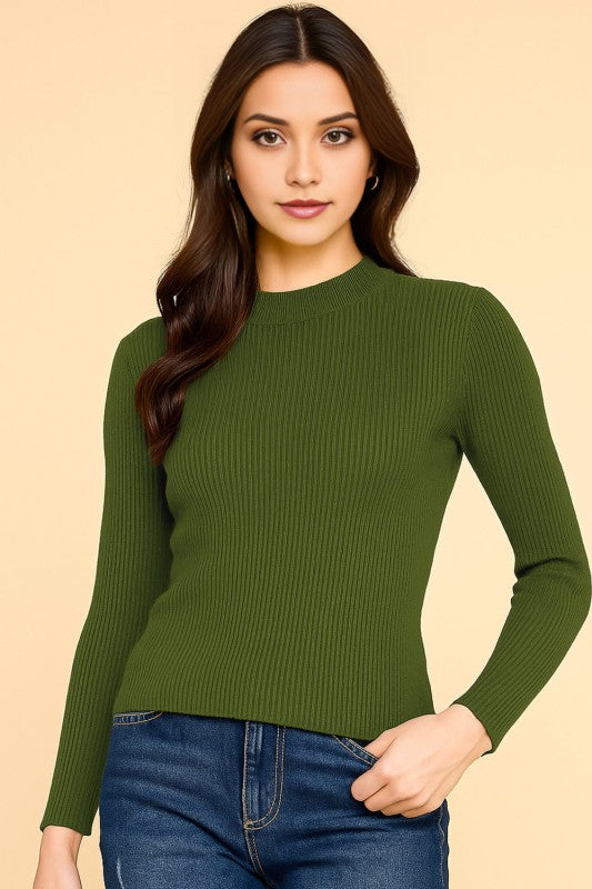 CMN02 CLASSIC MOCK NECK LONG SLEEVE KNIT SWEATER
