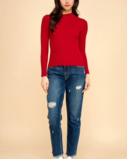 CMN02 CLASSIC MOCK NECK LONG SLEEVE KNIT SWEATER