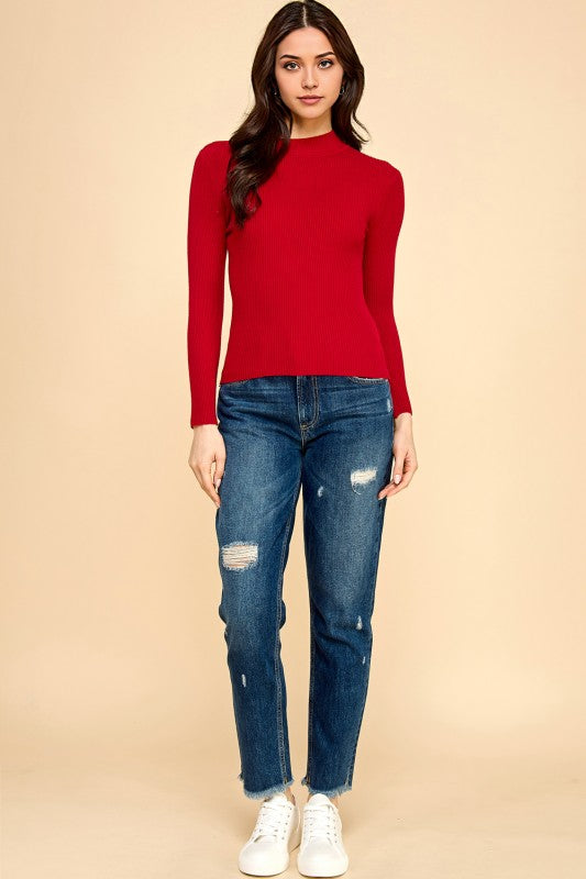 CMN02 CLASSIC MOCK NECK LONG SLEEVE KNIT SWEATER