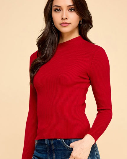 CMN02 CLASSIC MOCK NECK LONG SLEEVE KNIT SWEATER