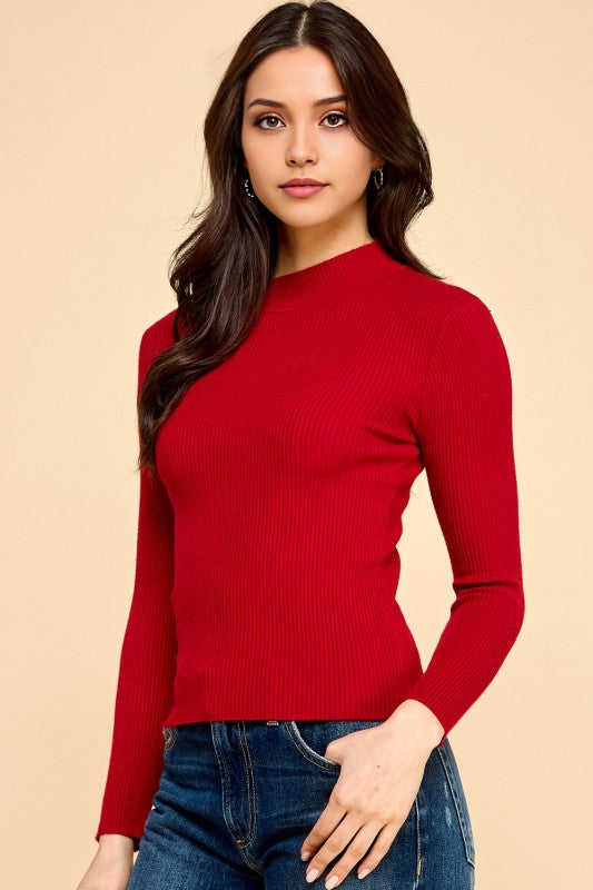 CMN02 CLASSIC MOCK NECK LONG SLEEVE KNIT SWEATER