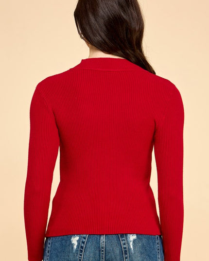 CMN02 CLASSIC MOCK NECK LONG SLEEVE KNIT SWEATER