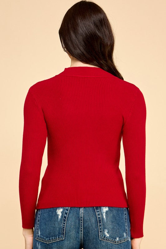 CMN02 CLASSIC MOCK NECK LONG SLEEVE KNIT SWEATER