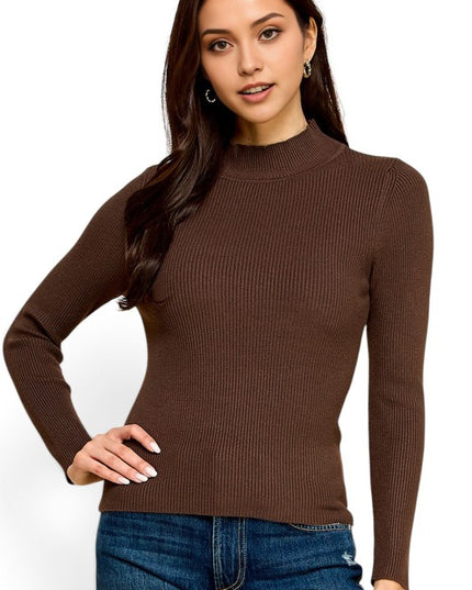 CMN02 Classic Mock Neck – Long Sleeve Knit Sweater