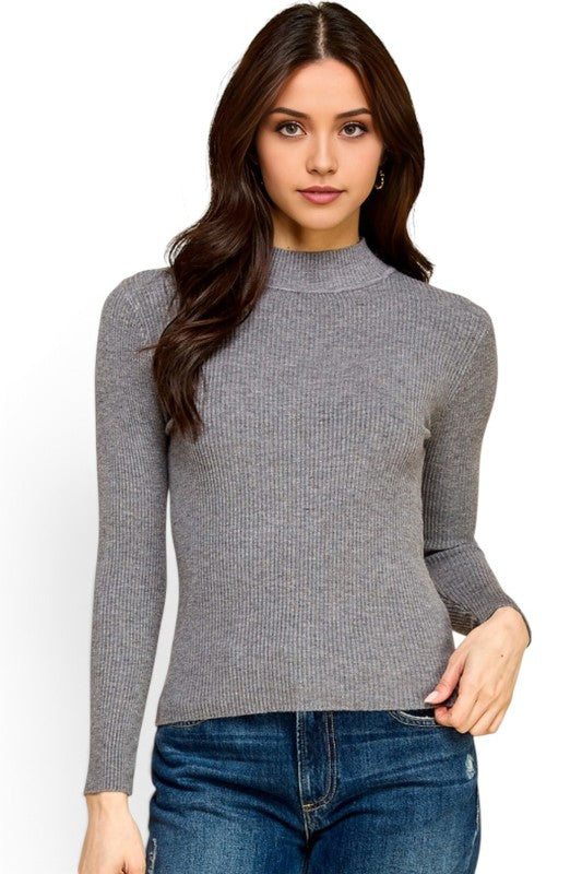 CMN02 Classic Mock Neck – Long Sleeve Knit Sweater