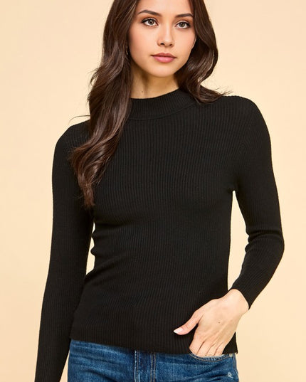 CMN02 CLASSIC MOCK NECK LONG SLEEVE KNIT SWEATER