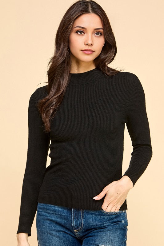 CMN02 CLASSIC MOCK NECK LONG SLEEVE KNIT SWEATER