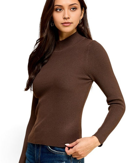 CMN02 Classic Mock Neck – Long Sleeve Knit Sweater