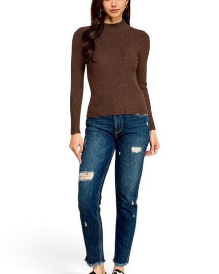 CMN02 Classic Mock Neck – Long Sleeve Knit Sweater
