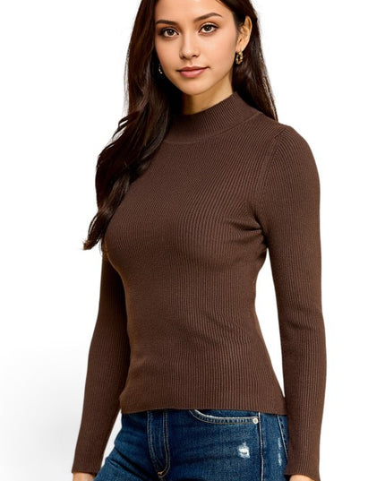 CMN02 Classic Mock Neck – Long Sleeve Knit Sweater
