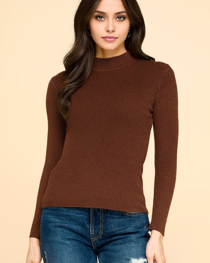 CMN02 CLASSIC MOCK NECK LONG SLEEVE KNIT SWEATER