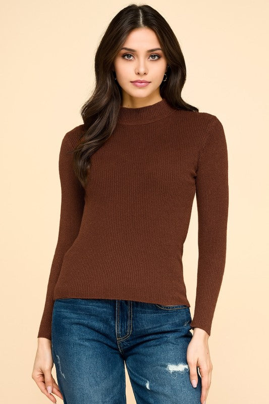 CMN02 CLASSIC MOCK NECK LONG SLEEVE KNIT SWEATER