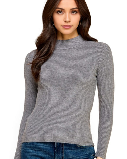CMN02 Classic Mock Neck – Long Sleeve Knit Sweater