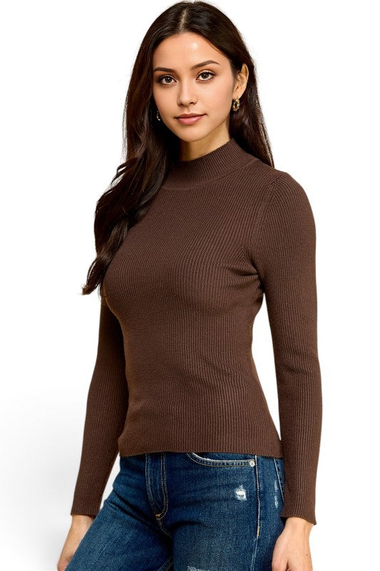 CMN02 Classic Mock Neck – Long Sleeve Knit Sweater