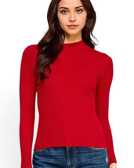 CMN02 Classic Mock Neck – Long Sleeve Knit Sweater