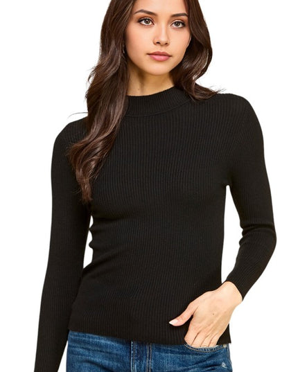 CMN02 Classic Mock Neck – Long Sleeve Knit Sweater