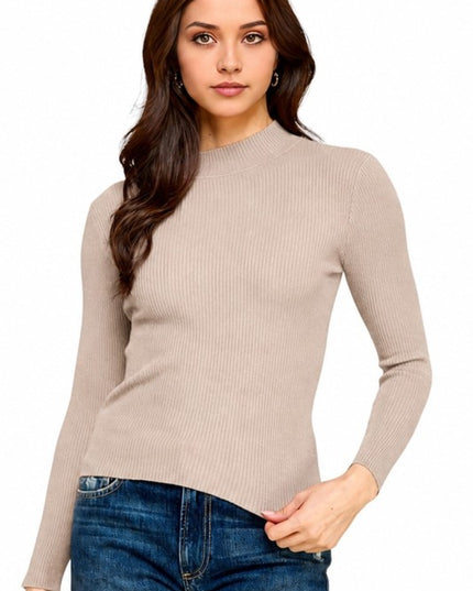 CMN02 Classic Mock Neck – Long Sleeve Knit Sweater