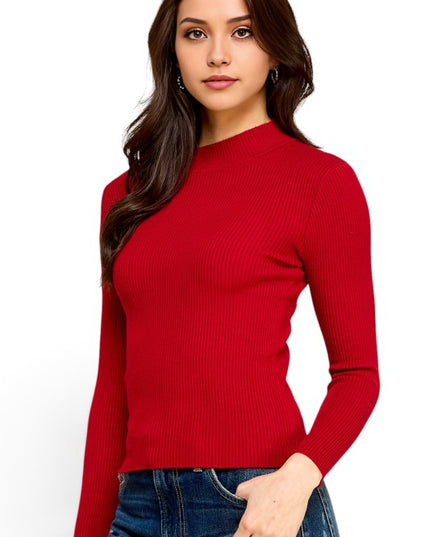 CMN02 Classic Mock Neck – Long Sleeve Knit Sweater