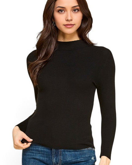 CMN02 Classic Mock Neck – Long Sleeve Knit Sweater
