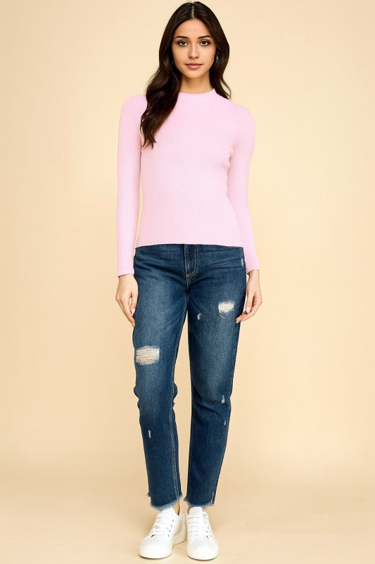 CMN02 CLASSIC MOCK NECK LONG SLEEVE KNIT SWEATER