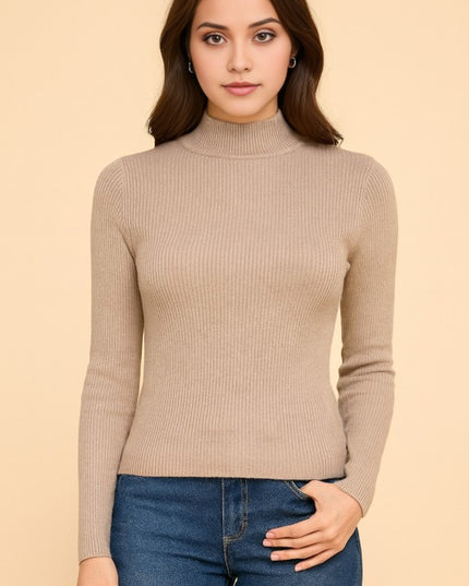 CMN02 CLASSIC MOCK NECK LONG SLEEVE KNIT SWEATER