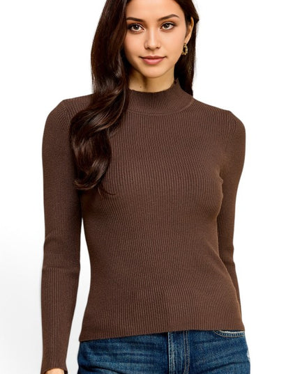 CMN02 Classic Mock Neck – Long Sleeve Knit Sweater