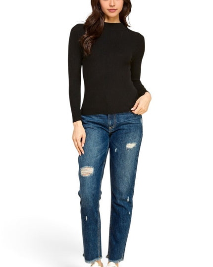 CMN02 Classic Mock Neck – Long Sleeve Knit Sweater
