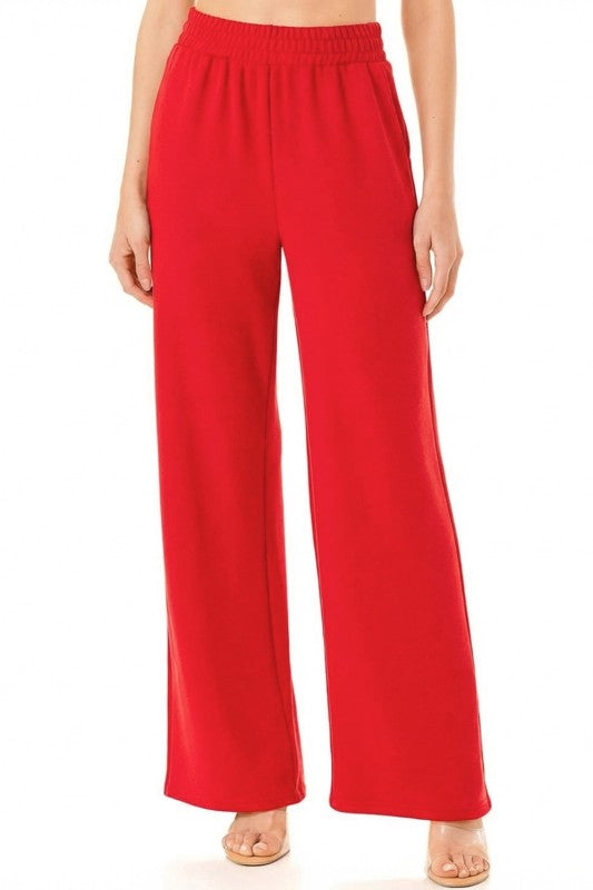 Textured Straight Pants – High Waist Structured Fit