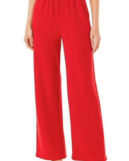 Textured Straight Pants – High Waist Structured Fit