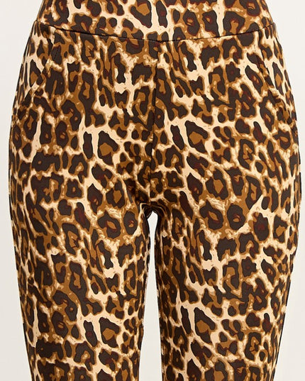 SCUP18B-T LEOPARD PRINT BELL BOTTOM PANTS