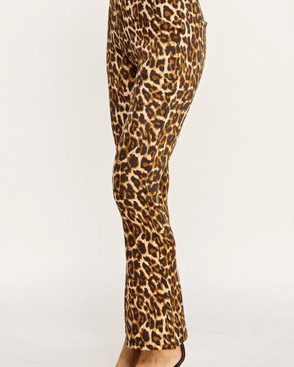 SCUP18B-T LEOPARD PRINT BELL BOTTOM PANTS
