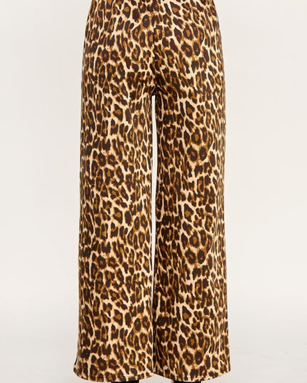 SJS05T LEOPARD PRINT DRAWSTRING WIDE LEG PANTS