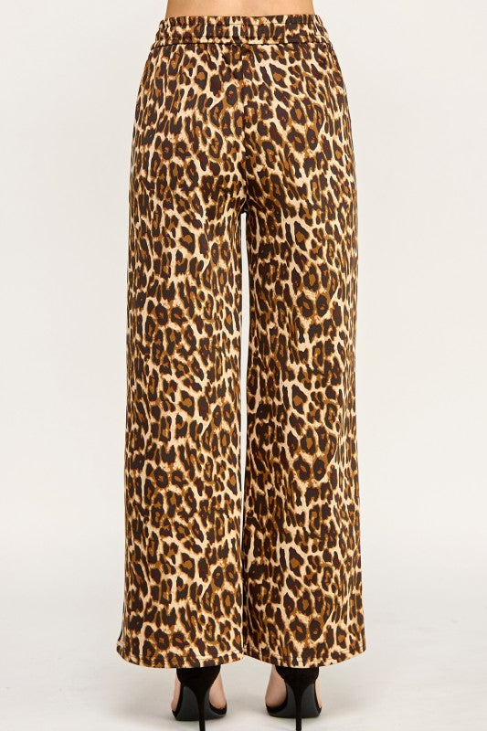 SJS05T LEOPARD PRINT DRAWSTRING WIDE LEG PANTS