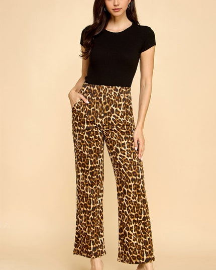 SCUP18S-T LEOPARD PRINT STRAIGHT PANTS