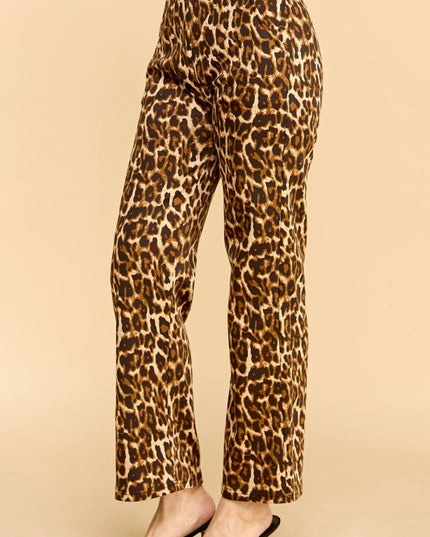 SCUP18S-T LEOPARD PRINT STRAIGHT PANTS