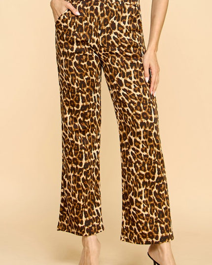 SCUP18S-T LEOPARD PRINT STRAIGHT PANTS