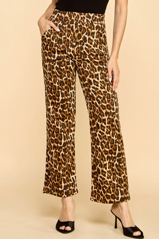 SCUP18S-T LEOPARD PRINT STRAIGHT PANTS