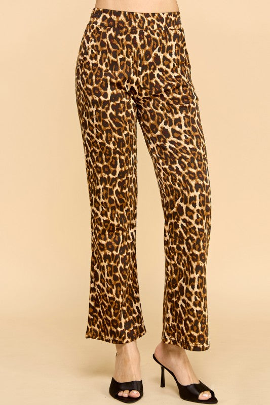 SCUP18S-T LEOPARD PRINT STRAIGHT PANTS