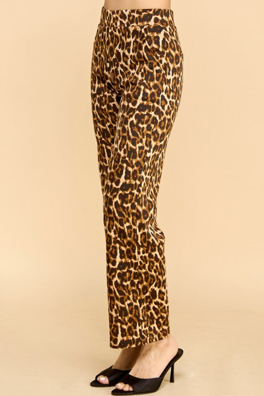 SCUP18S-T LEOPARD PRINT STRAIGHT PANTS