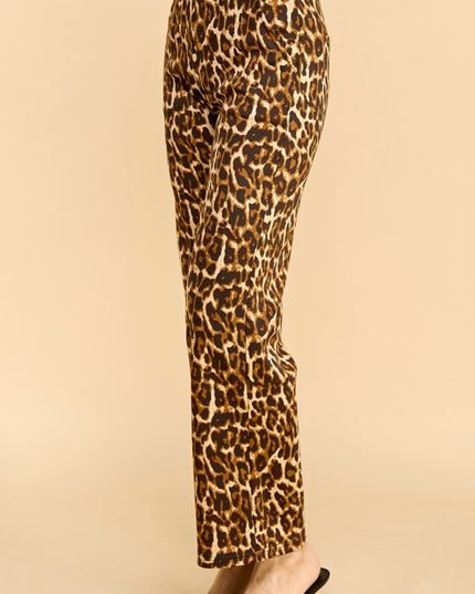SCUP18S-T LEOPARD PRINT STRAIGHT PANTS
