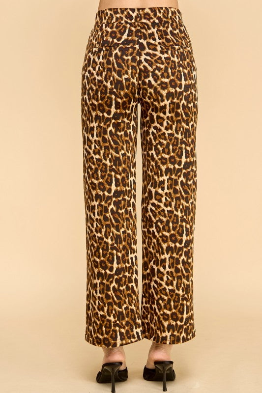 SCUP18S-T LEOPARD PRINT STRAIGHT PANTS