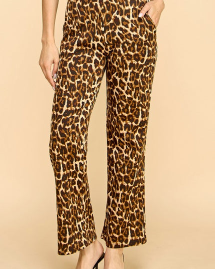 SCUP18S-T LEOPARD PRINT STRAIGHT PANTS