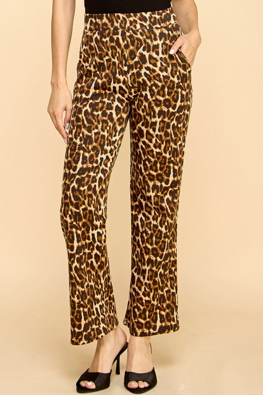SCUP18S-T LEOPARD PRINT STRAIGHT PANTS